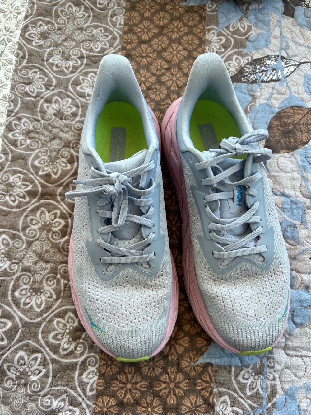 Hoka Women’s Light Blue & Pink Running Sneakers with Lime Accents - Picture 1 of 6